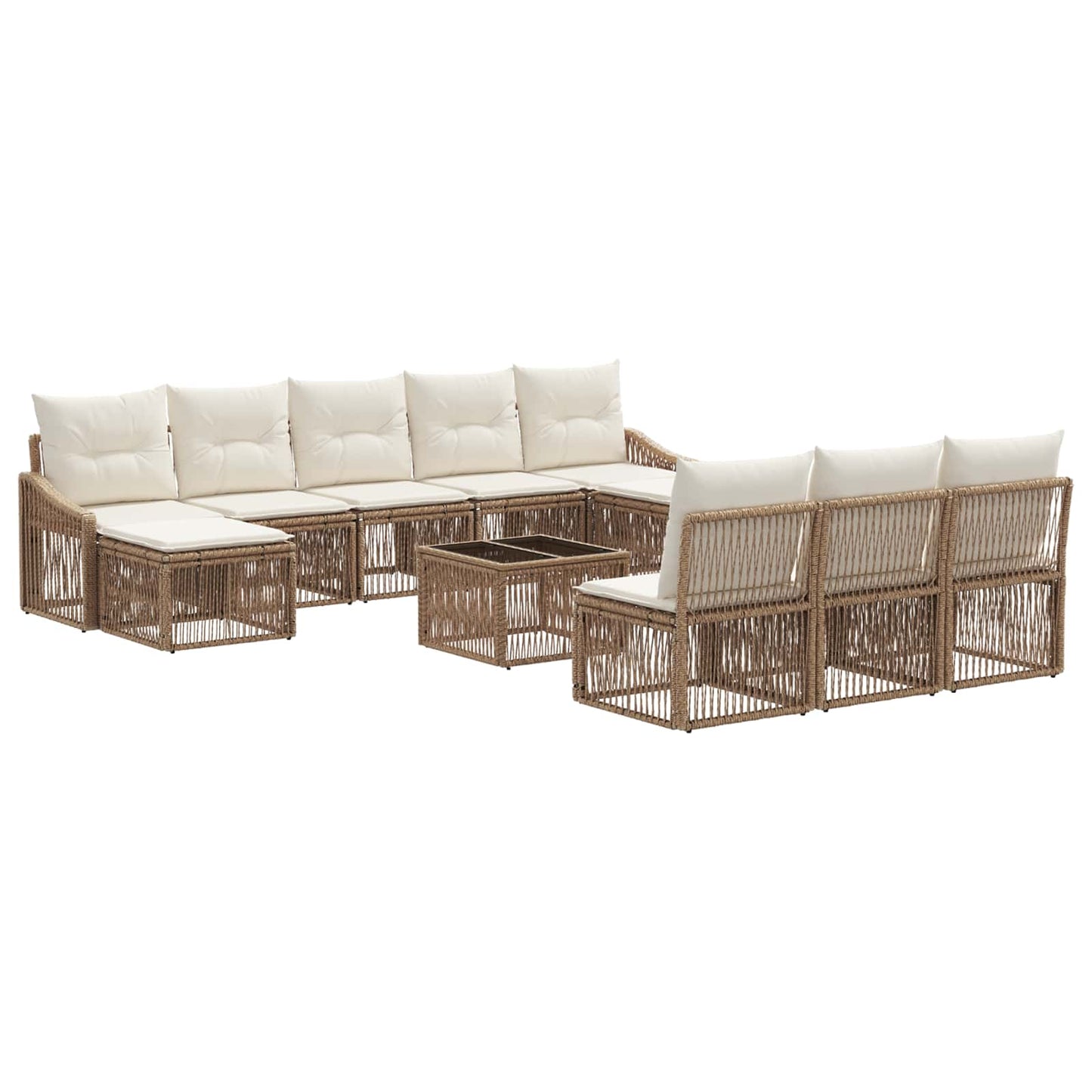 Set Divano da Giardino 11 pcs Beige polyrattan | homemem39