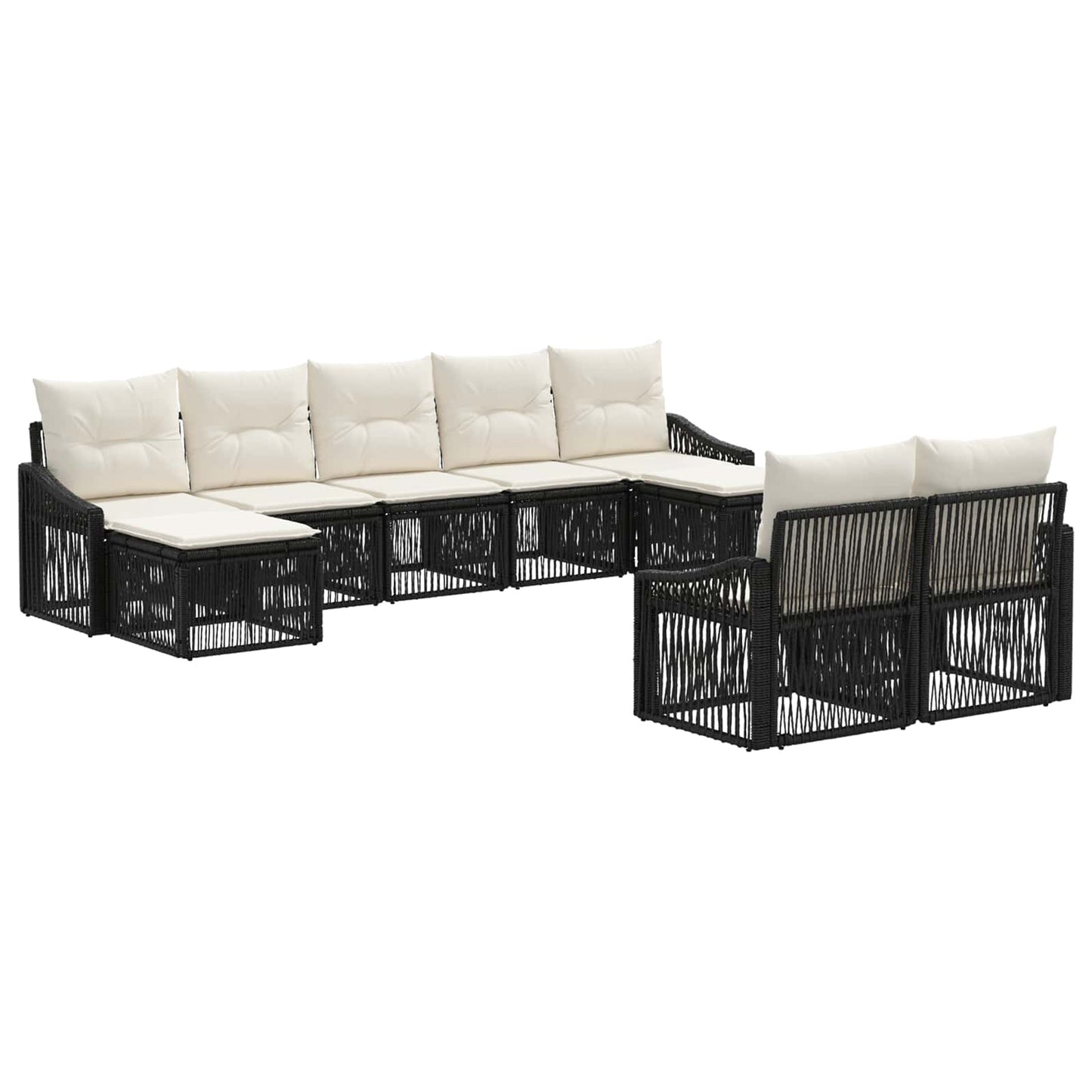 Set Divano da Giardino 9 pcs Nero polyrattan | homemem39