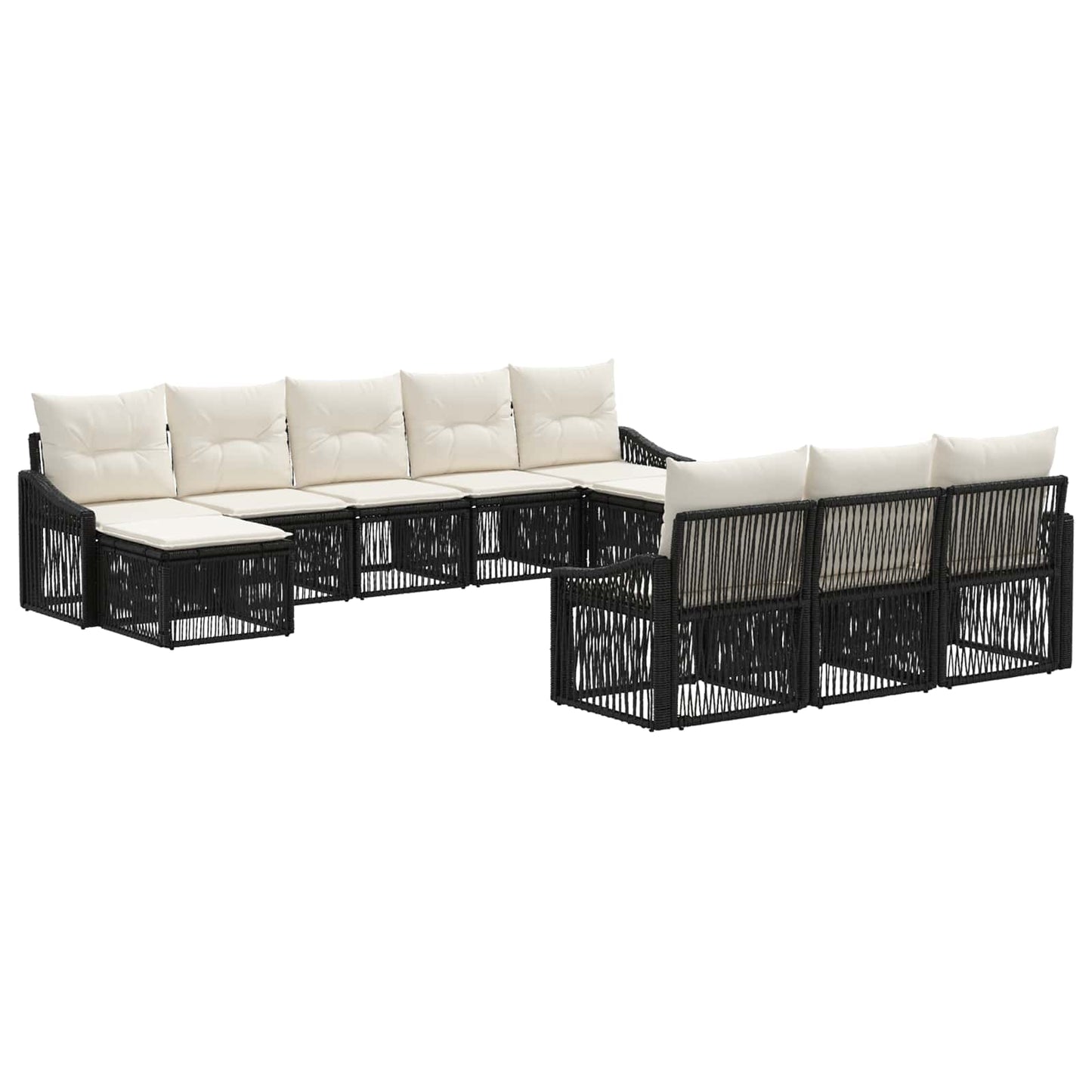 Set Divano da Giardino 10 pcs Nero polyrattan | homemem39