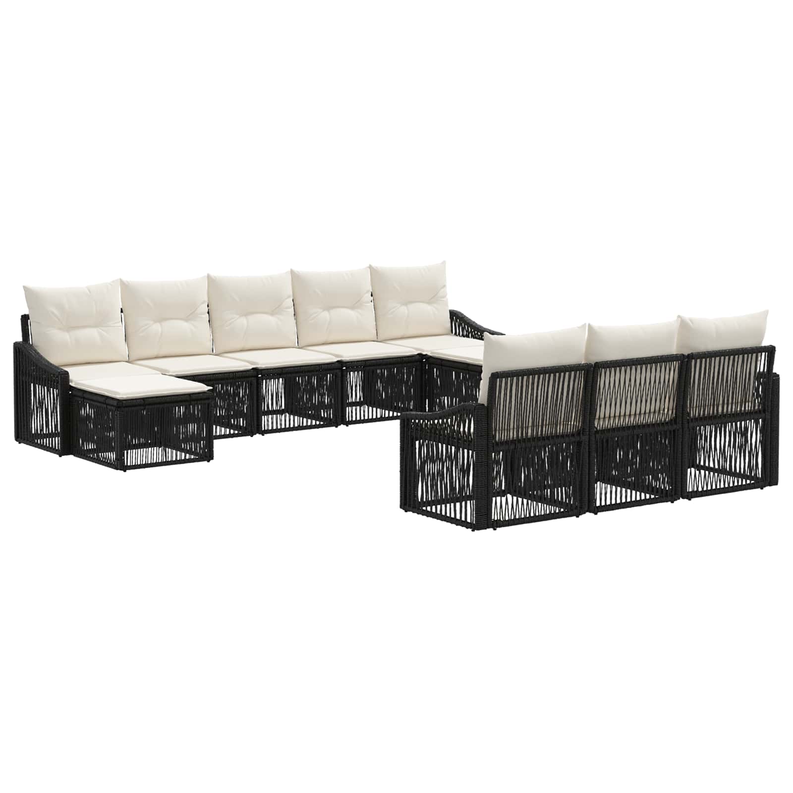 Set Divano da Giardino 10 pcs Nero polyrattan | homemem39