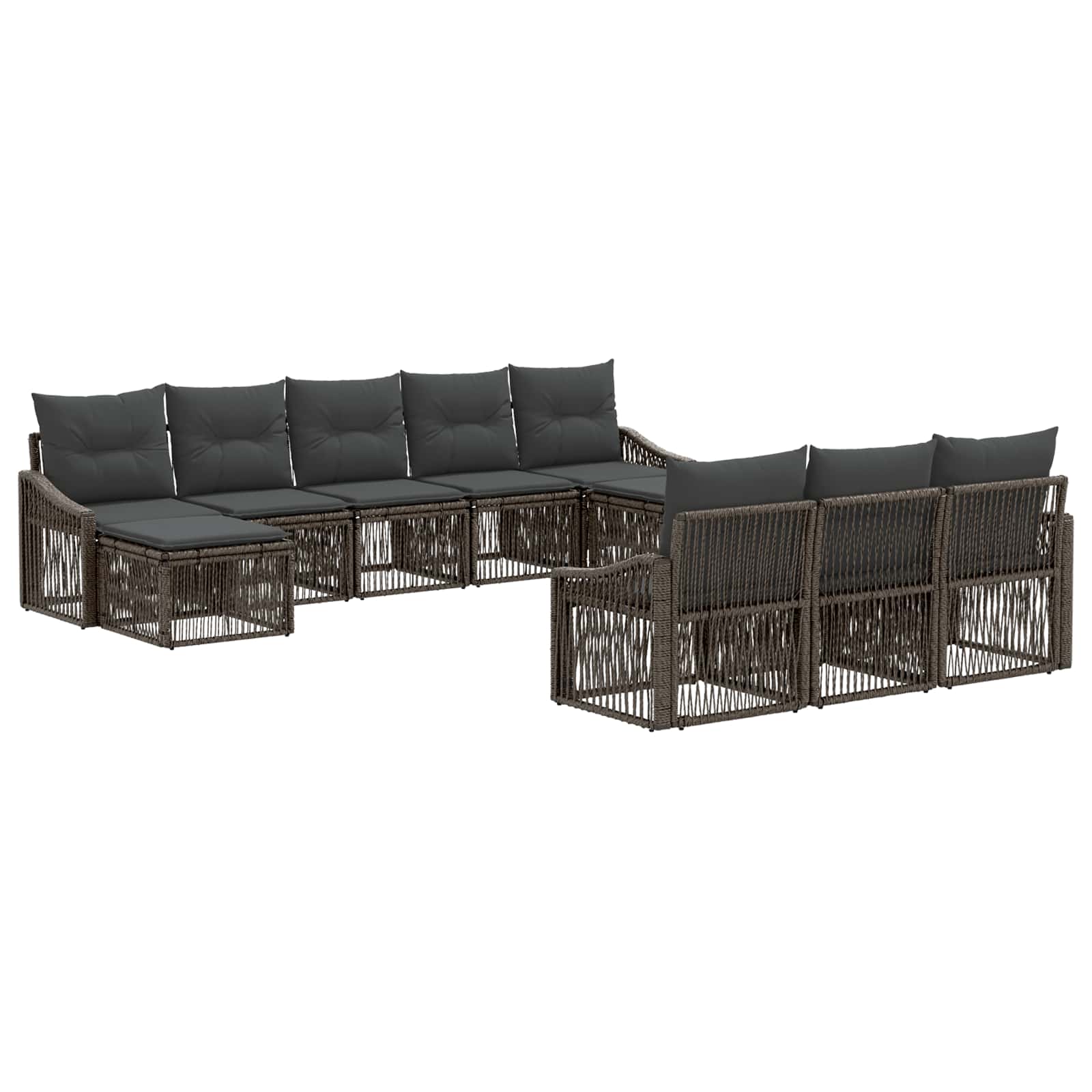 Set Divano da Giardino 10 pcs Grigio polyrattan | homemem39