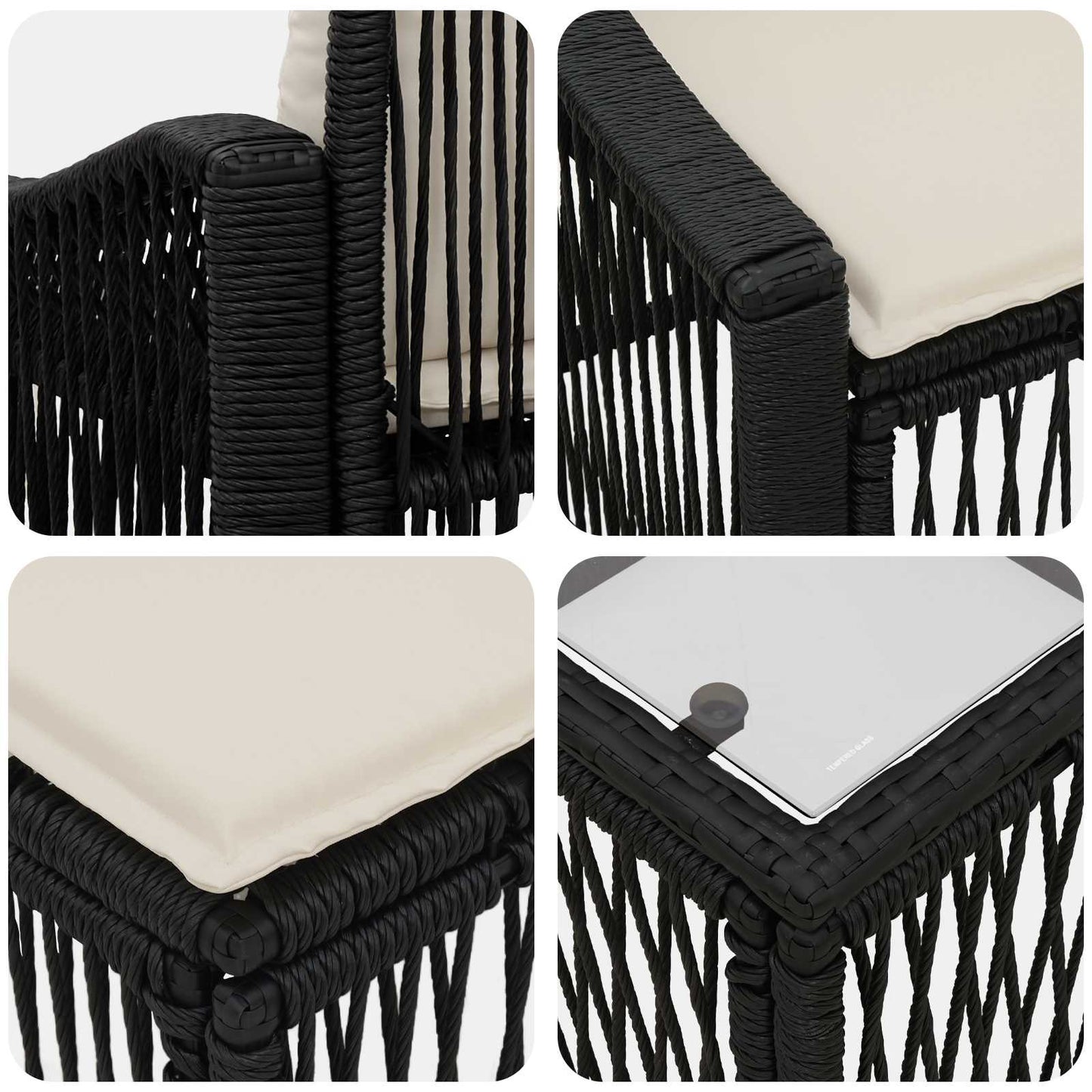 Set Divano da Giardino 11 pz Nero polyrattan