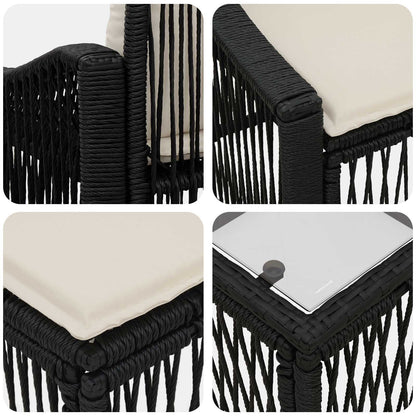 Set Divano da Giardino 11 pz Nero polyrattan