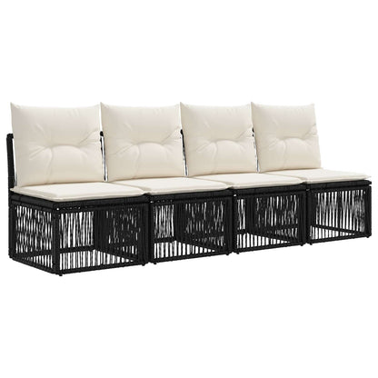 Set Divano da Giardino 11 pz Nero polyrattan