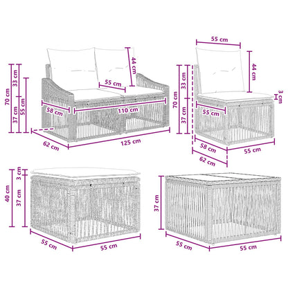 Set Divano da Giardino 11 pz Nero polyrattan