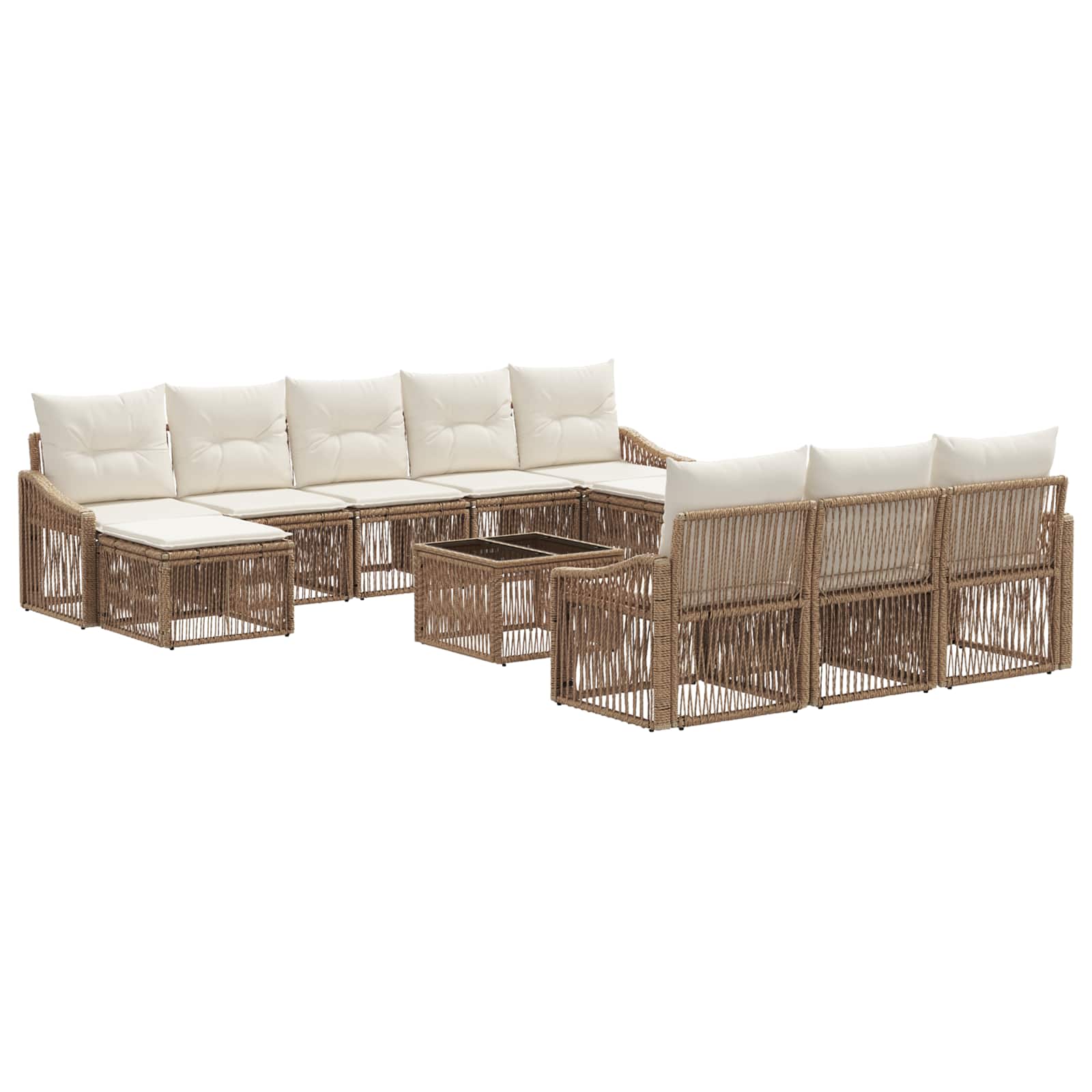 Set Divano da Giardino 11 pcs Beige polyrattan | homemem39