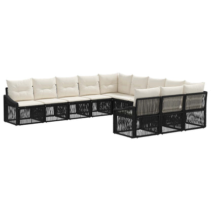 Set Divano da Giardino 11 pcs Nero polyrattan | homemem39