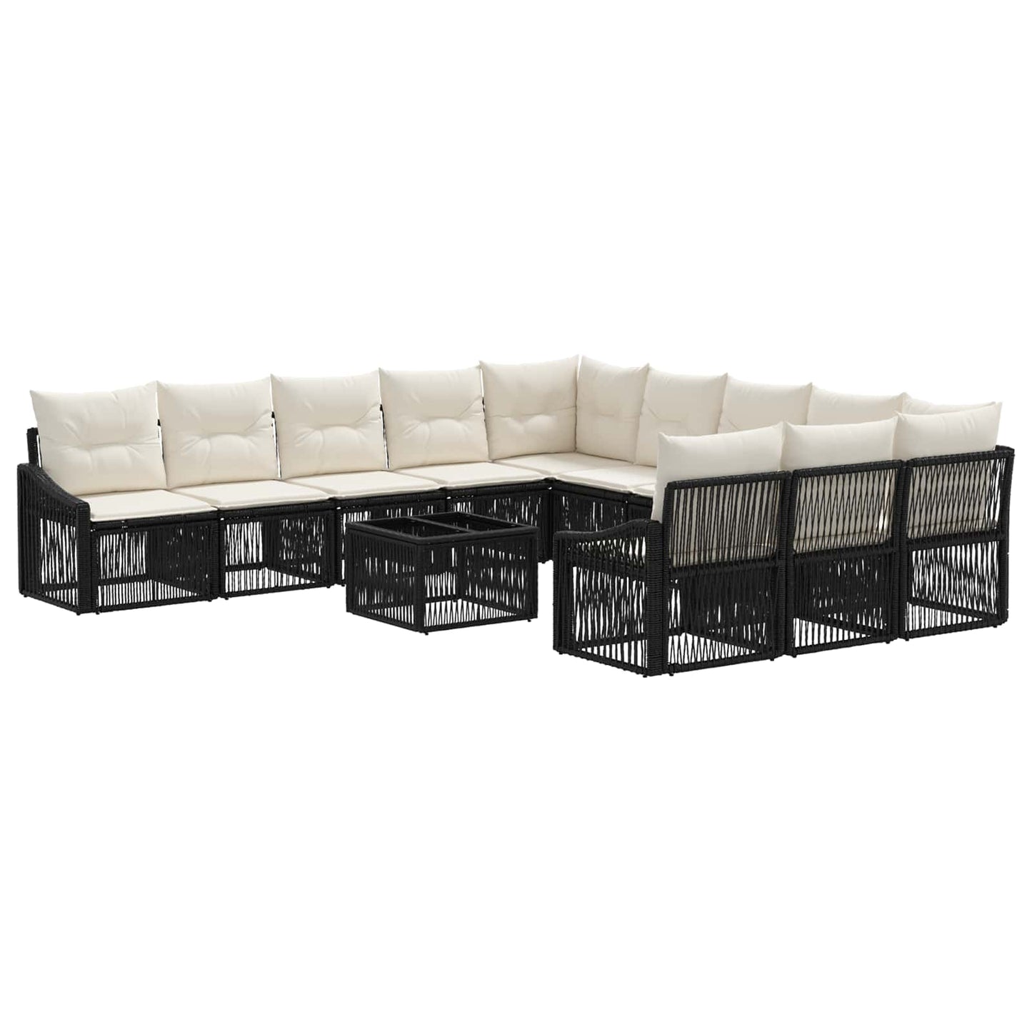 Set Divano da Giardino 12 pz Nero polyrattan