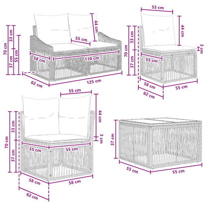 Set Divano da Giardino 12 pz Nero polyrattan