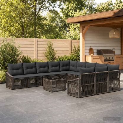 Set Divano da Giardino 12 pcs Grigio polyrattan