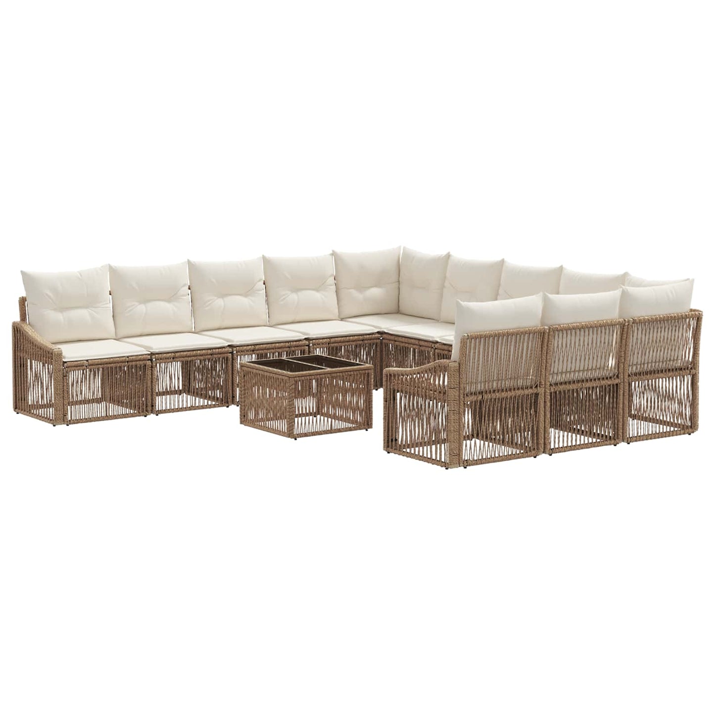 Set Divano da Giardino 12 pz Beige polyrattan