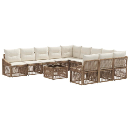 Set Divano da Giardino 12 pz Beige polyrattan