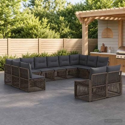 Set Divano da Giardino 12 pcs Grigio polyrattan | homemem39