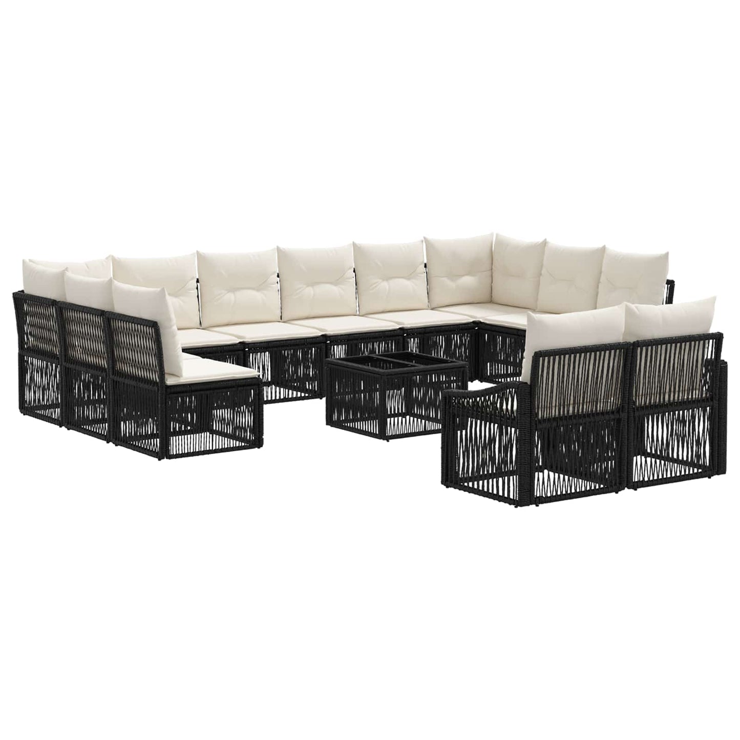 Set Divano da Giardino 13 pcs Nero polyrattan | homemem39