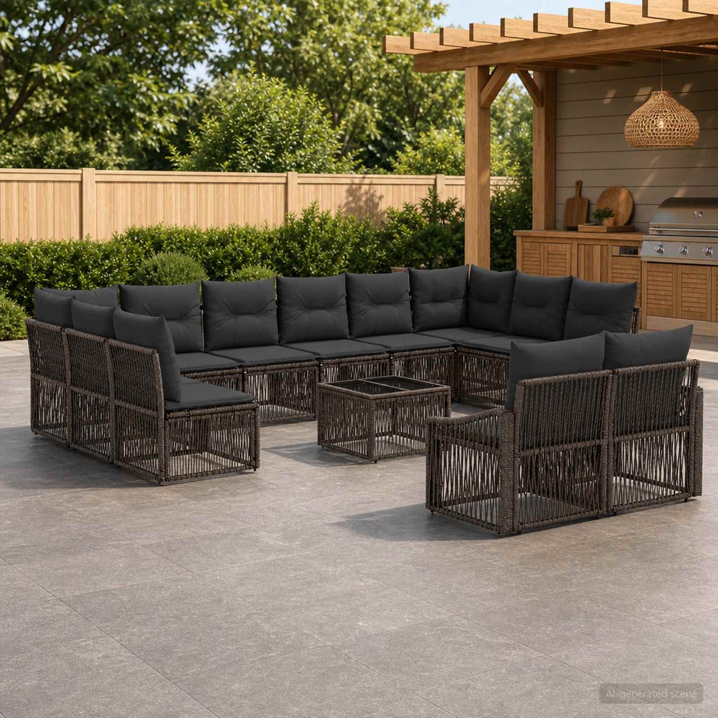 Set Divano da Giardino 13 pcs Grigio polyrattan | homemem39