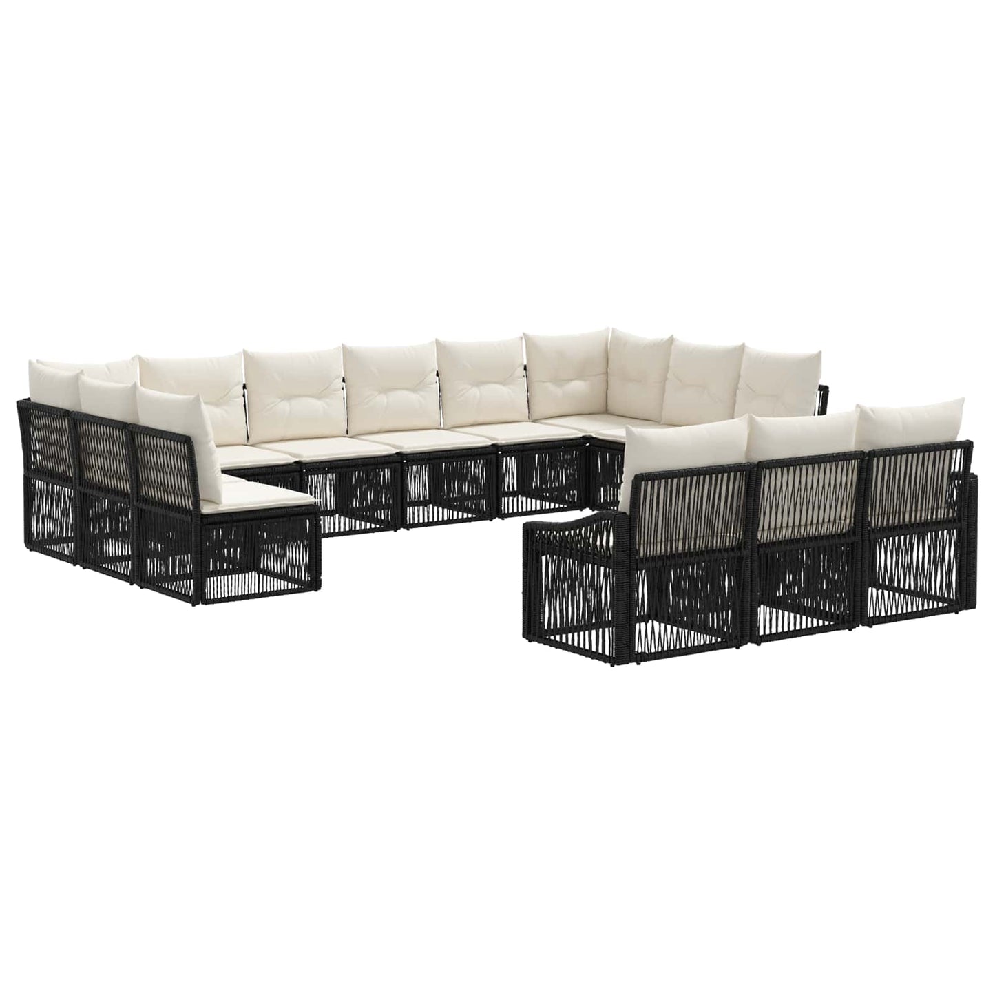 Set Divano da Giardino 13 pcs Nero polyrattan | homemem39