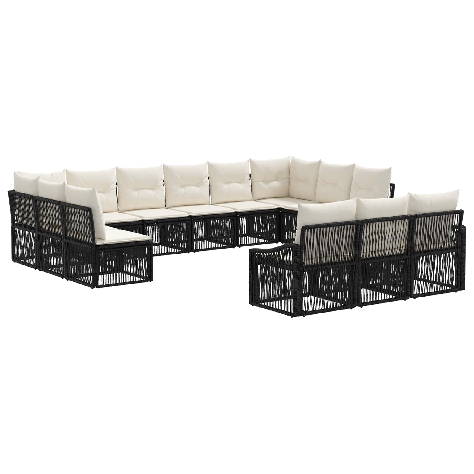 Set Divano da Giardino 13 pcs Nero polyrattan | homemem39