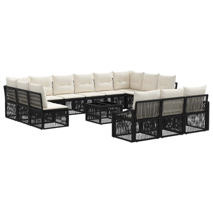Set Divano da Giardino 14 pcs Nero polyrattan | homemem39