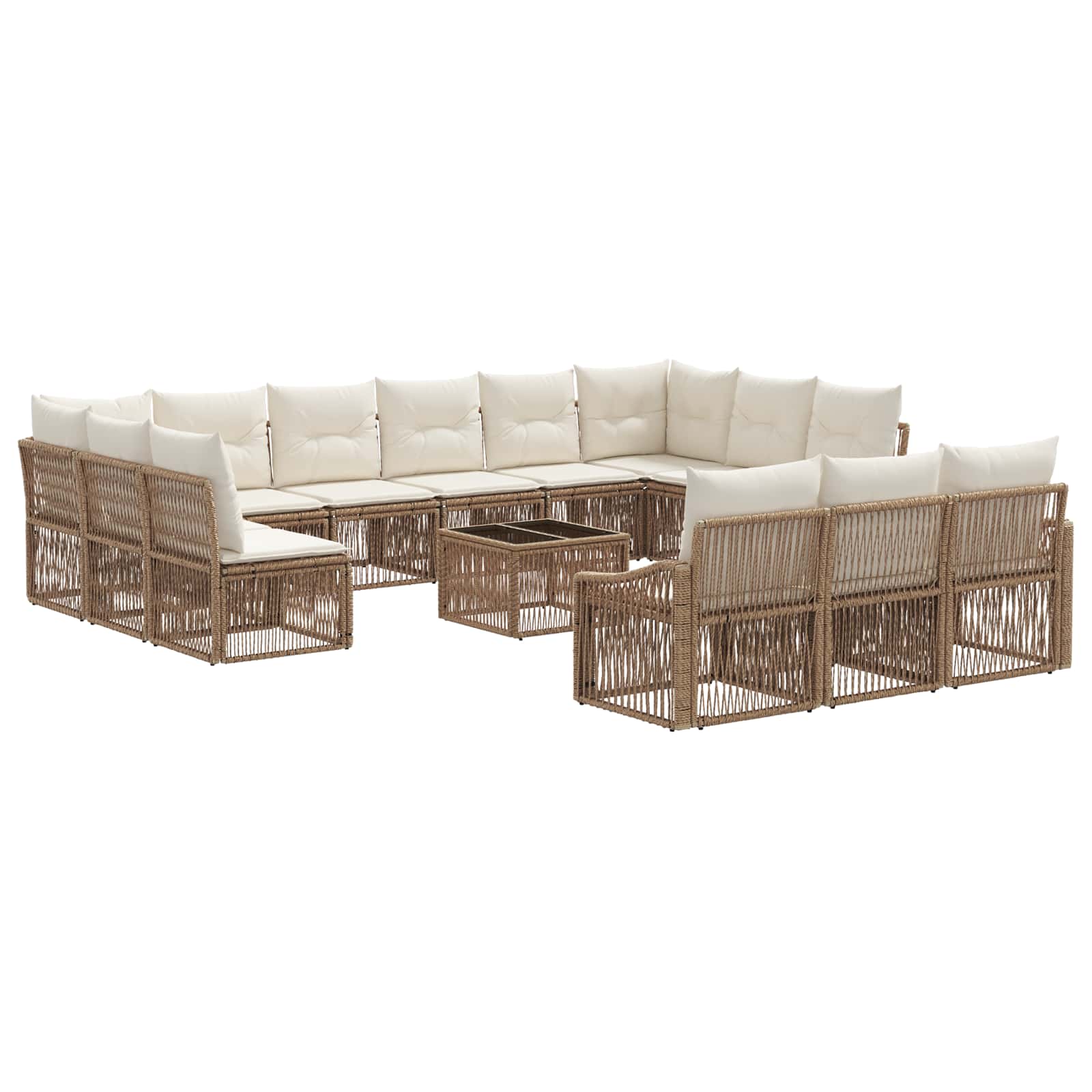 Set Divano da Giardino 14 pcs Beige polyrattan | homemem39