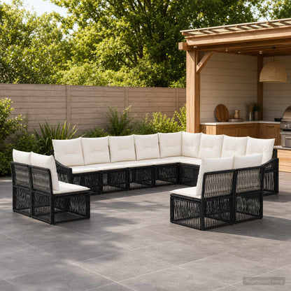 Set Divano da Giardino 12 pcs Nero polyrattan | homemem39