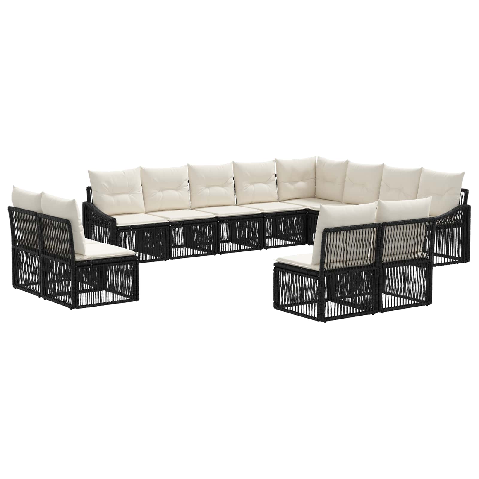 Set Divano da Giardino 12 pcs Nero polyrattan | homemem39