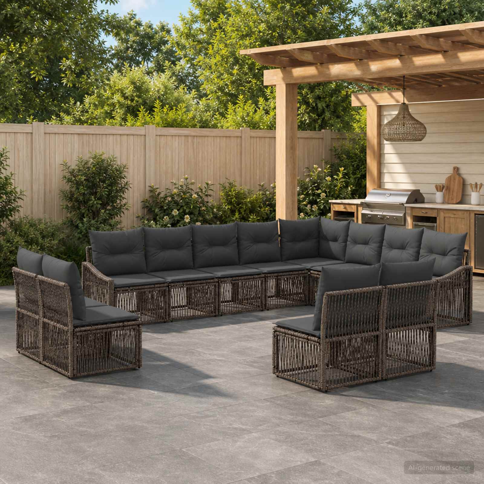 Set Divano da Giardino 12 pcs Grigio polyrattan | homemem39