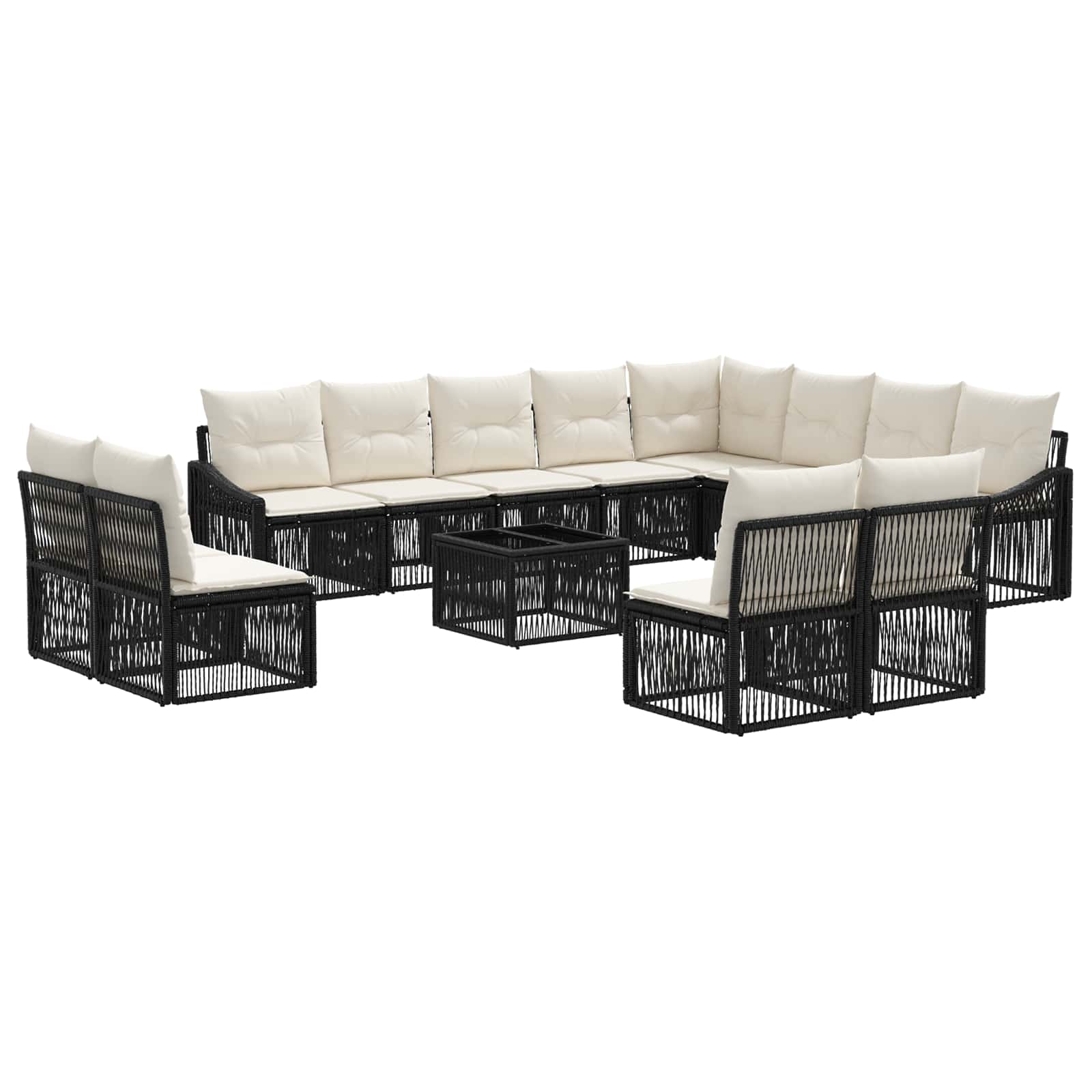 Set Divano da Giardino 13 pcs Nero polyrattan | homemem39