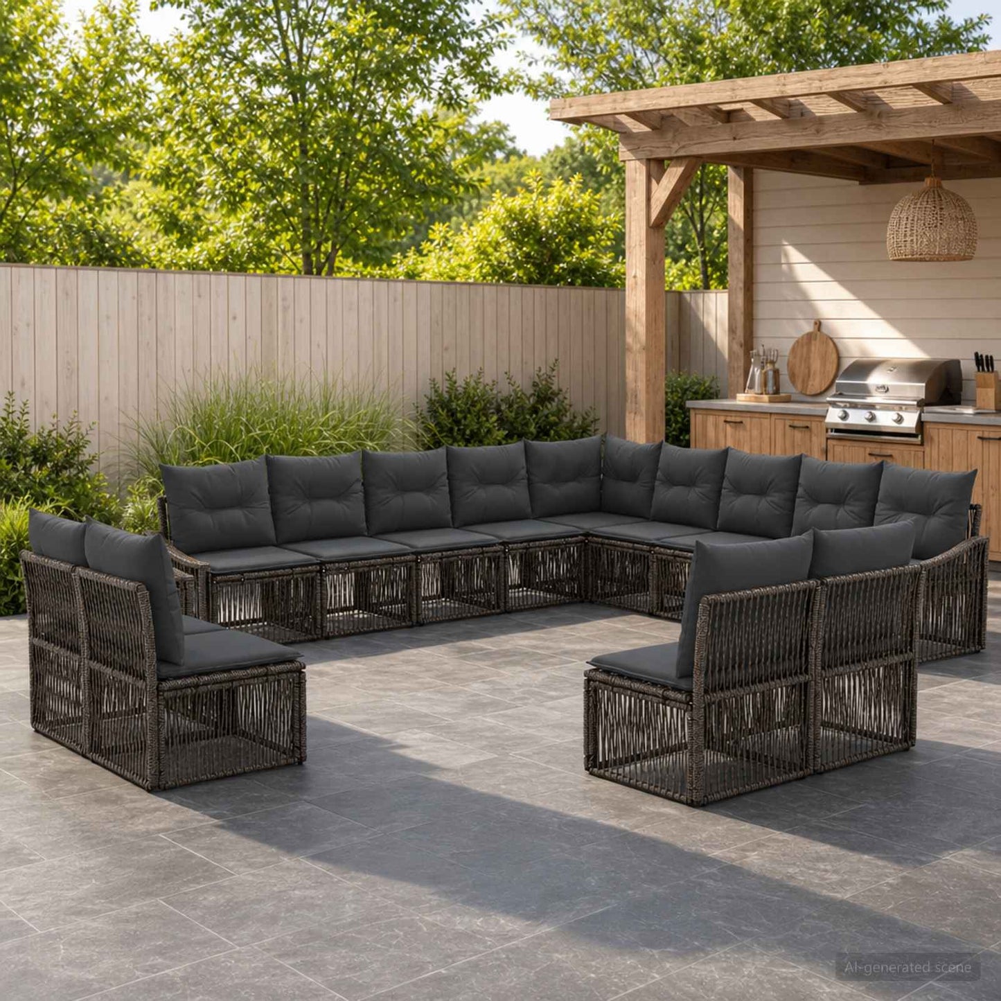 Set Divano da Giardino 13 pcs Grigio polyrattan | homemem39