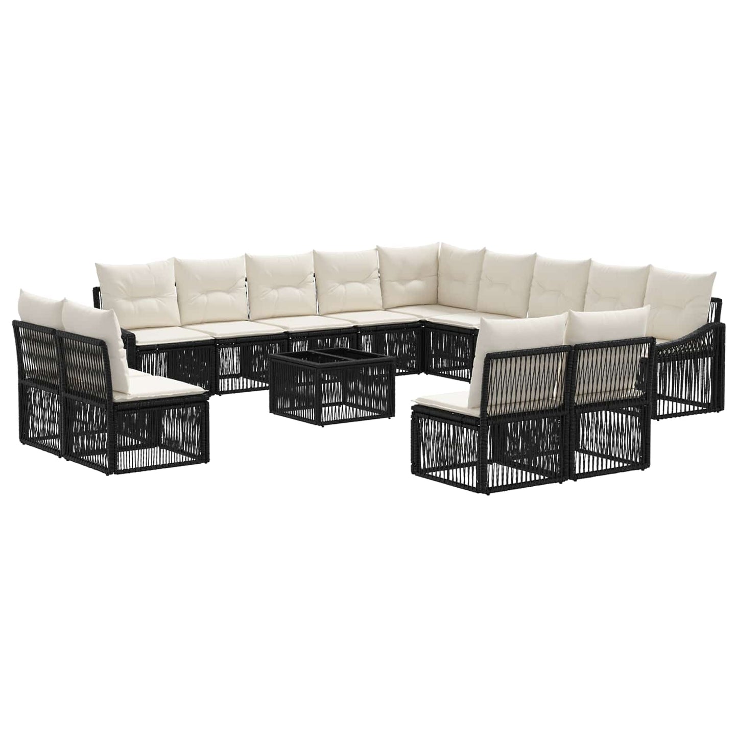 Set Divano da Giardino 14 pcs Nero polyrattan | homemem39