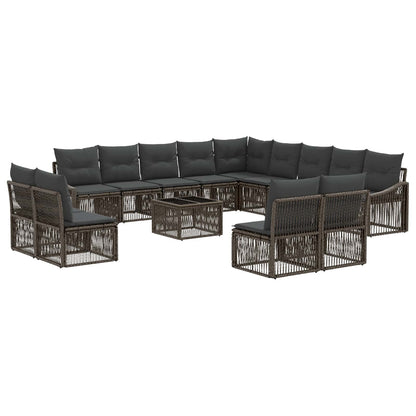 Set Divano da Giardino 14 pcs Grigio polyrattan | homemem39