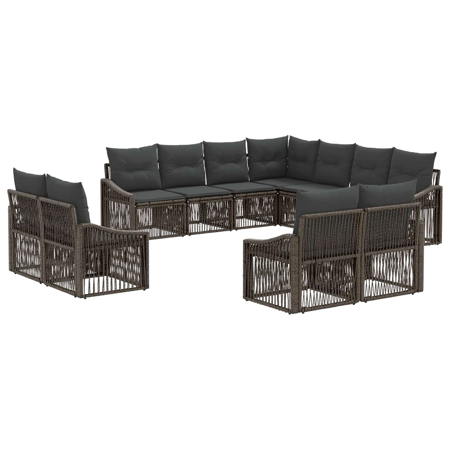 Set Divano da Giardino 11 pcs Grigio polyrattan | homemem39