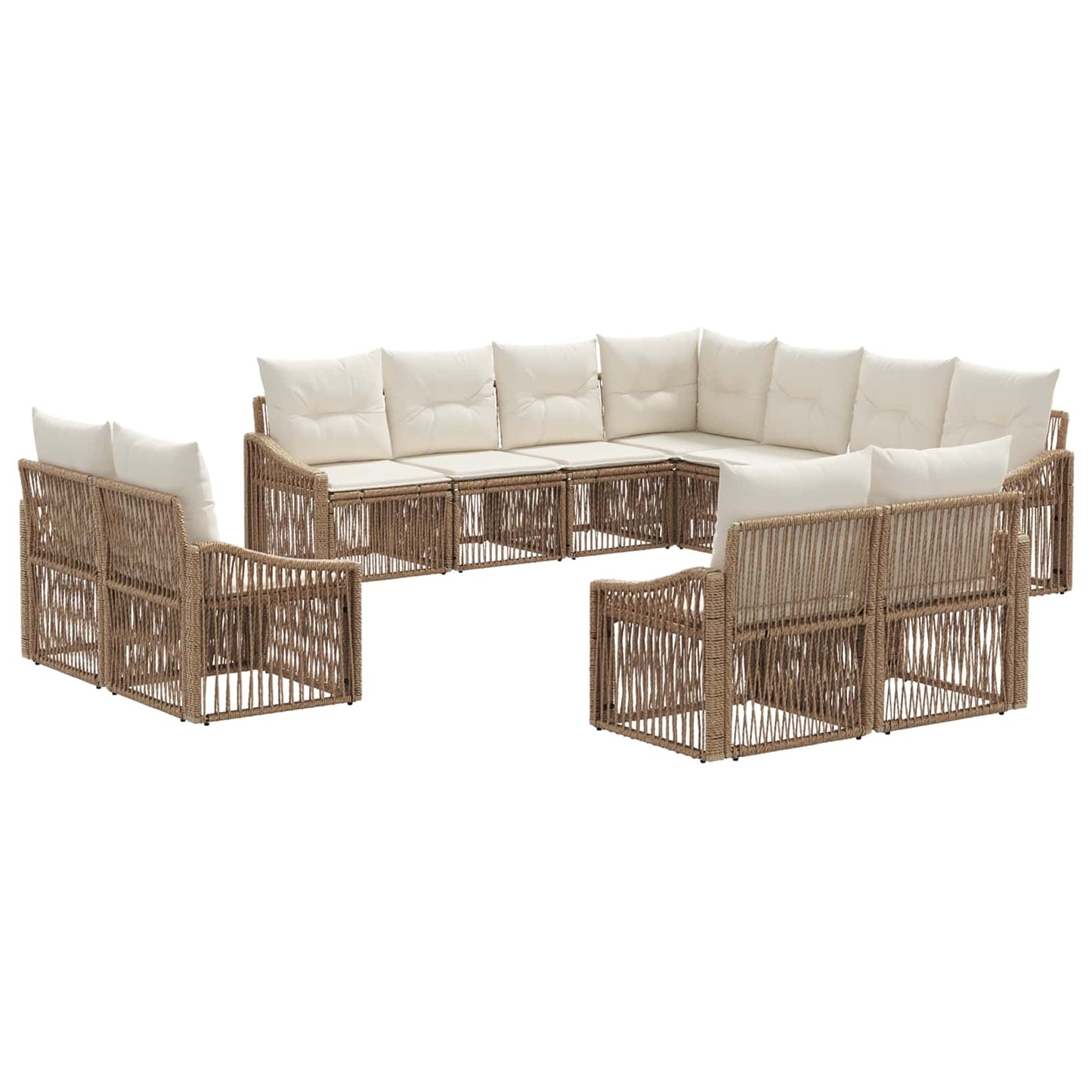 Set Divano da Giardino 11 pcs Beige polyrattan | homemem39