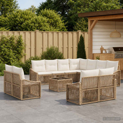 Set Divano da Giardino 12 pz Beige polyrattan