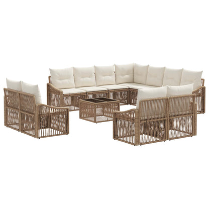 Set Divano da Giardino 12 pz Beige polyrattan