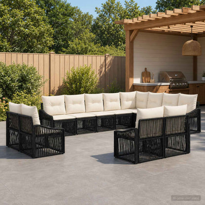 Set Divano da Giardino 12 pcs Nero polyrattan | homemem39