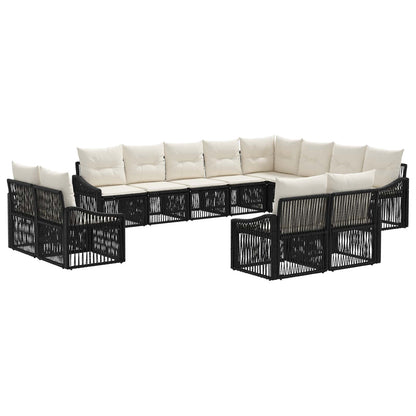 Set Divano da Giardino 12 pcs Nero polyrattan | homemem39