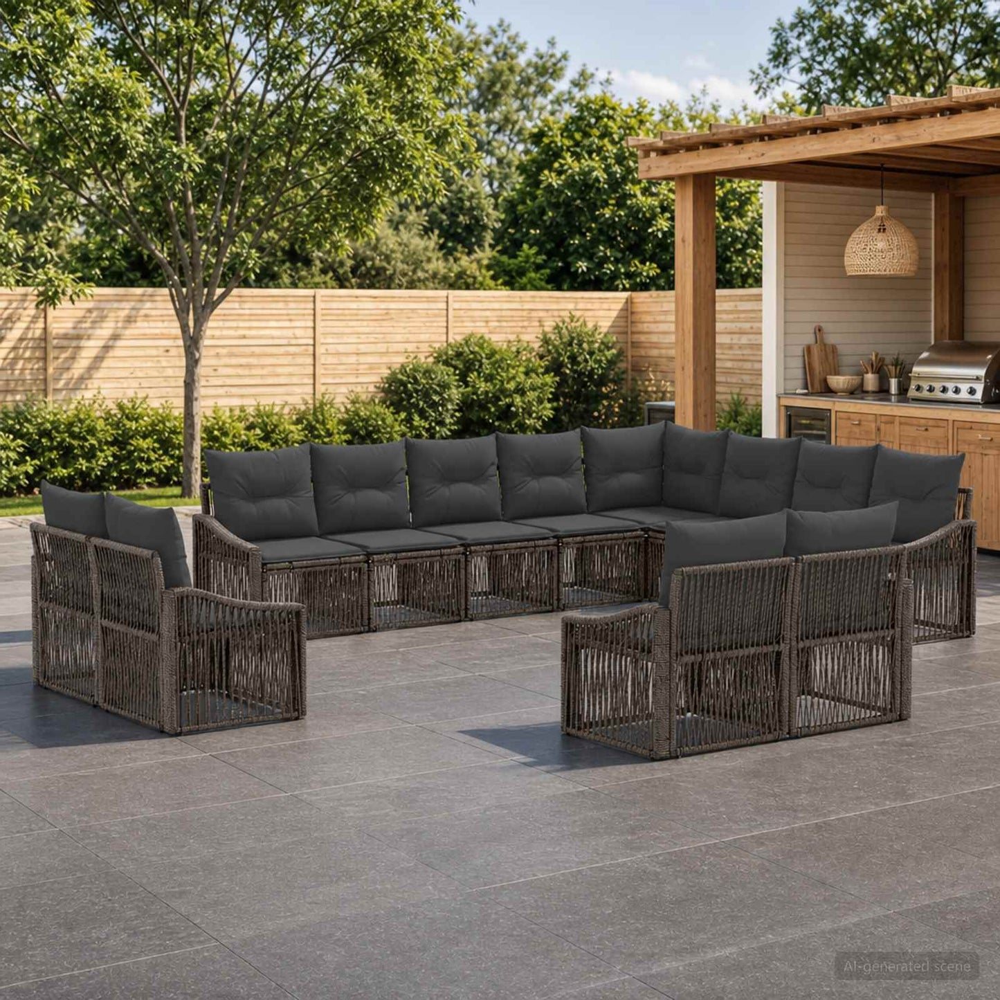 Set Divano da Giardino 12 pcs Grigio polyrattan | homemem39