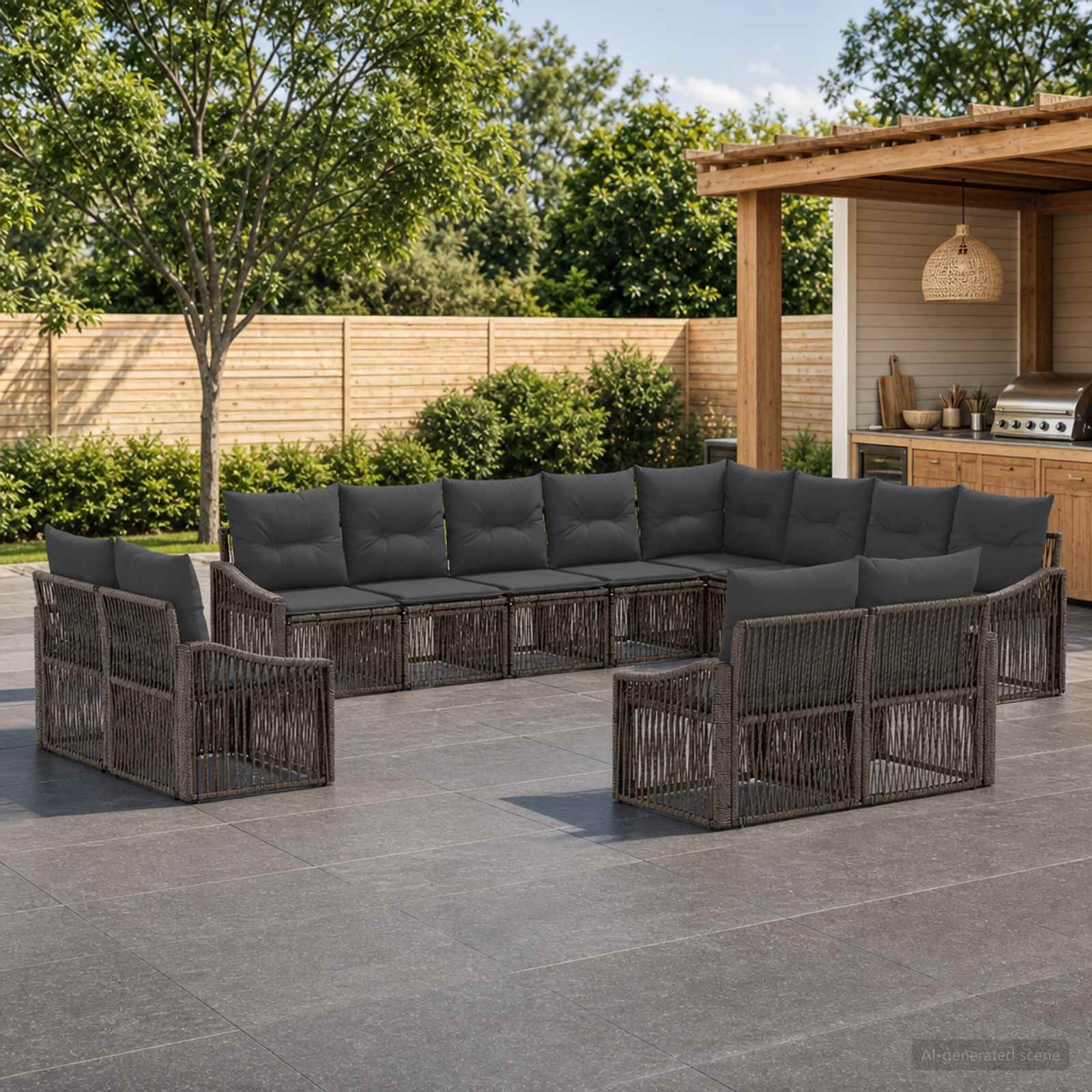 Set Divano da Giardino 12 pcs Grigio polyrattan | homemem39