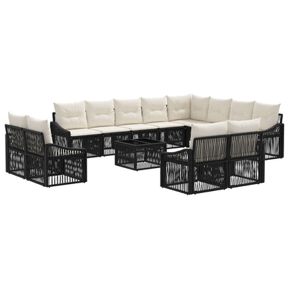 Set Divano da Giardino 13 pcs Nero polyrattan | homemem39