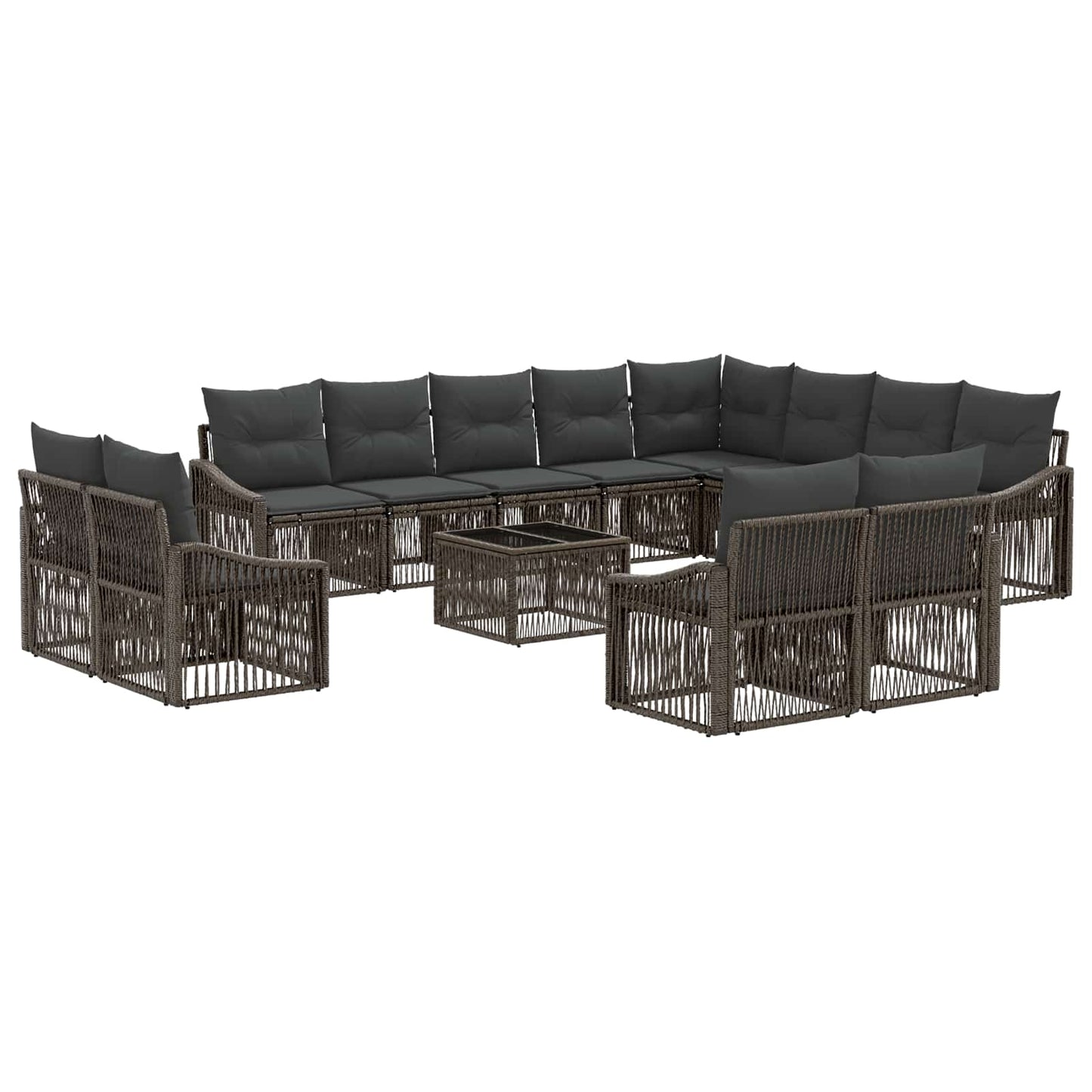 Set Divano da Giardino 13 pcs Grigio polyrattan | homemem39