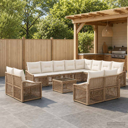 Set Divano da Giardino 13 pz Beige polyrattan