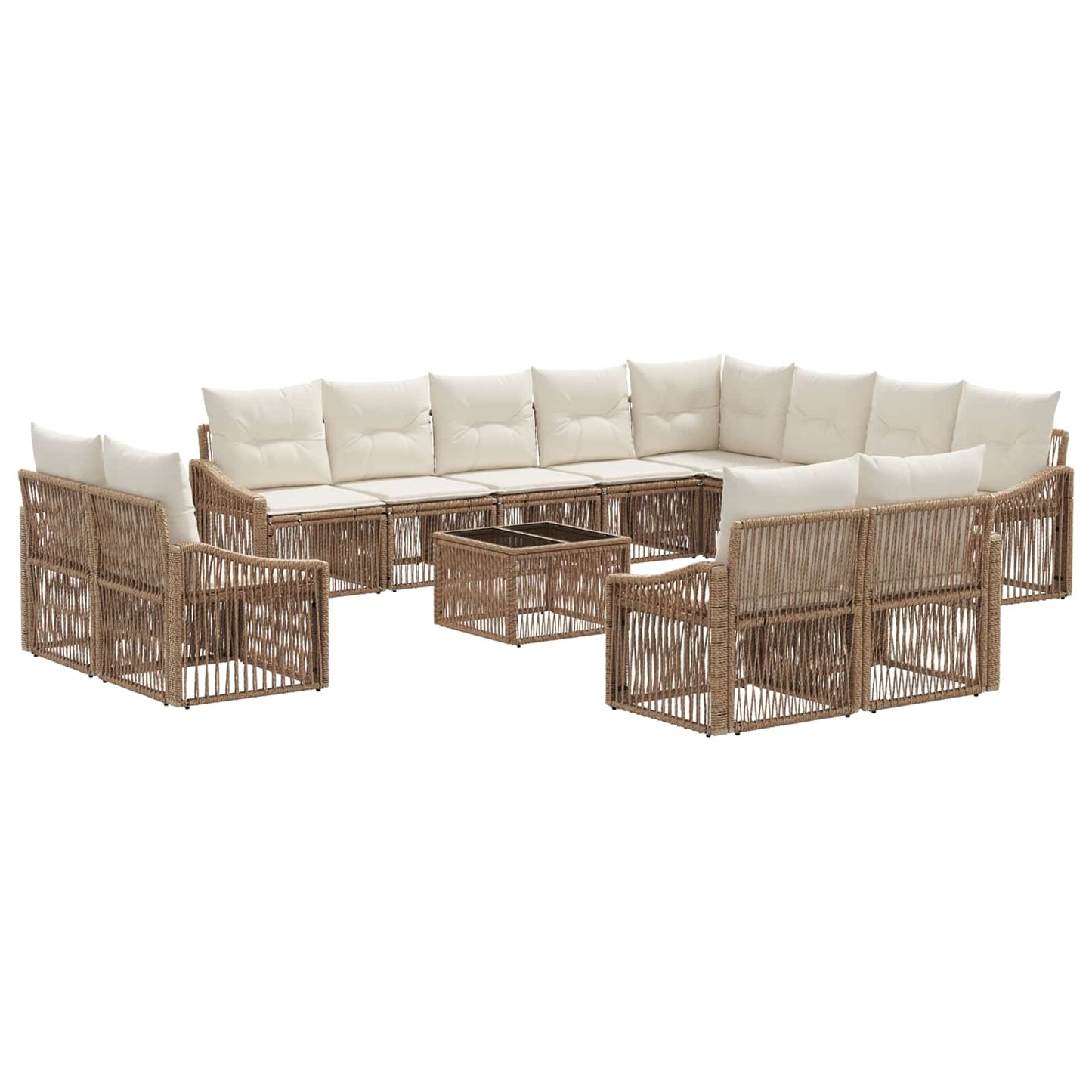 Set Divano da Giardino 13 pz Beige polyrattan