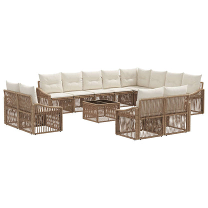 Set Divano da Giardino 13 pz Beige polyrattan
