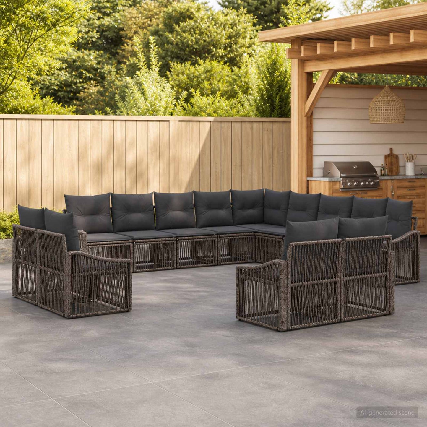 Set Divano da Giardino 13 pcs Grigio polyrattan | homemem39