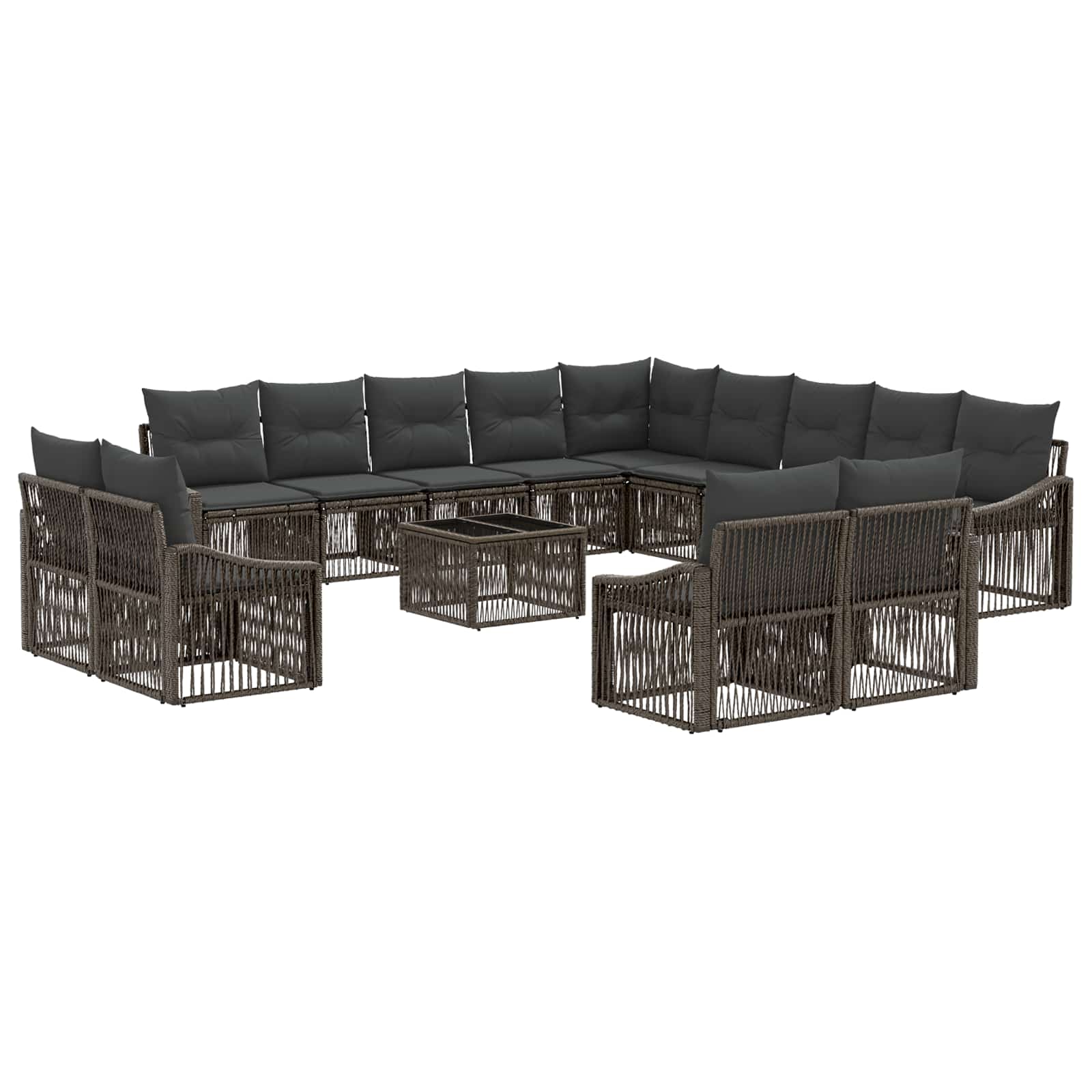 Set Divano da Giardino 14 pcs Grigio polyrattan | homemem39