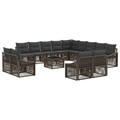 Set Divano da Giardino 14 pcs Grigio polyrattan | homemem39