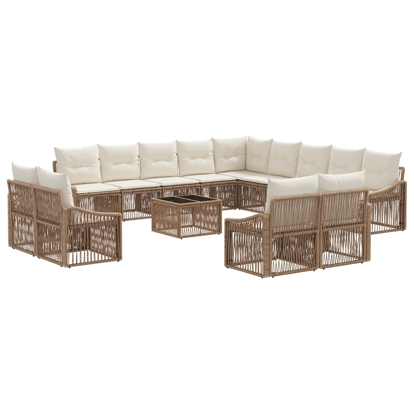 Set Divano da Giardino 14 pz Beige polyrattan