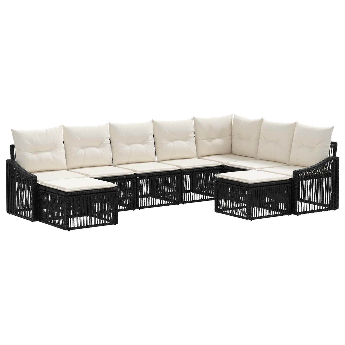 Set Divano da Giardino 9 pcs Nero polyrattan | homemem39