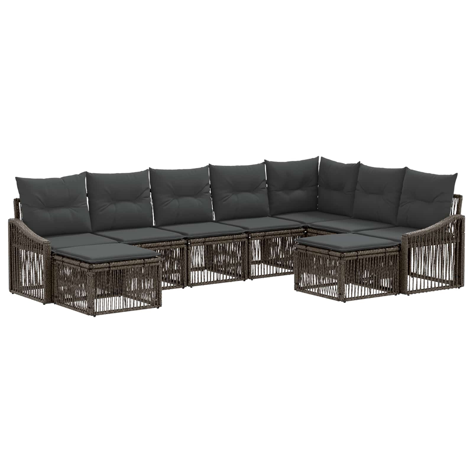 Set Divano da Giardino 9 pcs Grigio polyrattan | homemem39