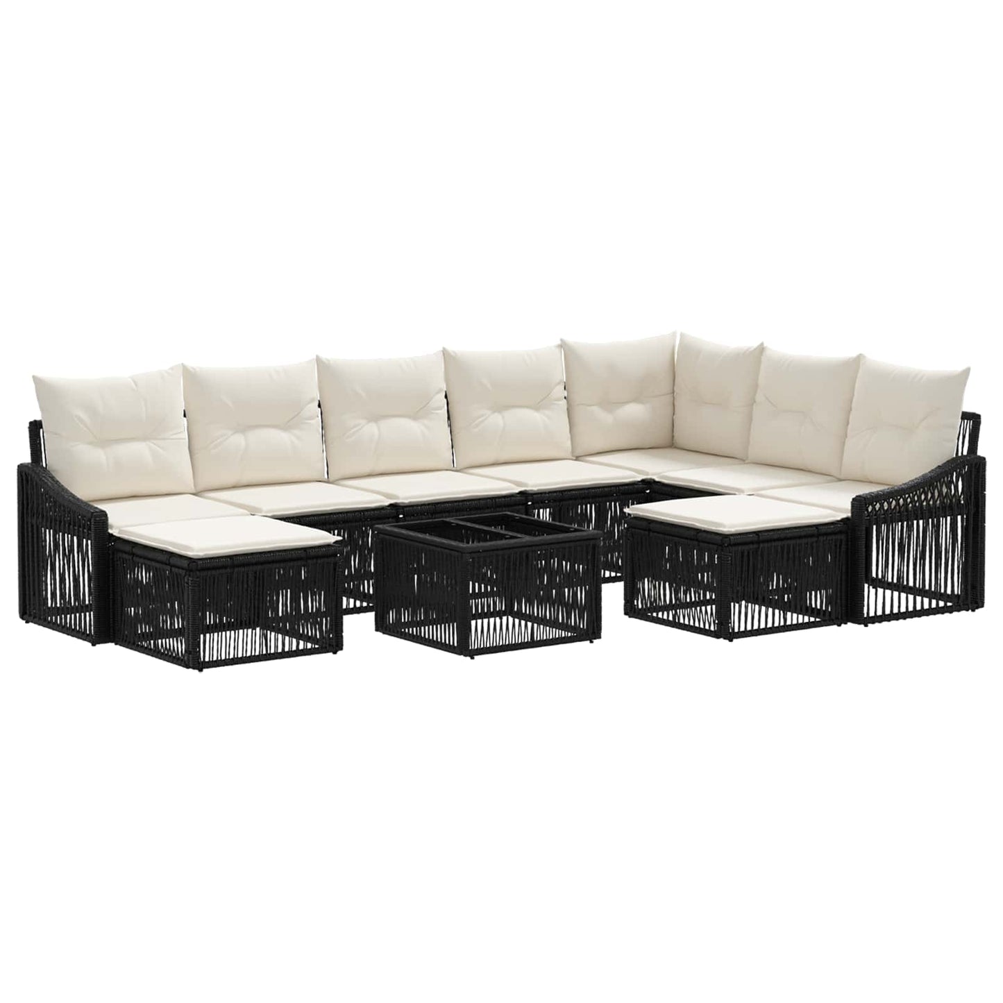 Set Divano da Giardino 10 pcs Nero polyrattan | homemem39